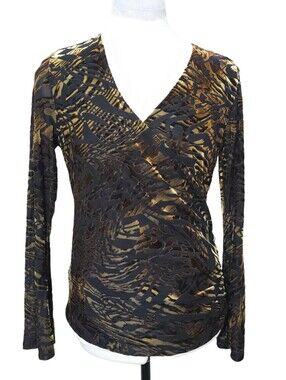 VTG Susan Lawrence Velvet Burnout Long Sleeve Top Size M Whimsigoth Indie Sleaze